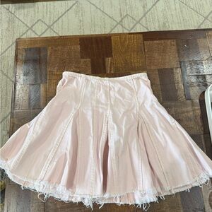 Free People Denim Pink Frayed Hem Women's Skirt